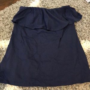 Lilly Pulitzer Navy Blue Ruffle Tube Top